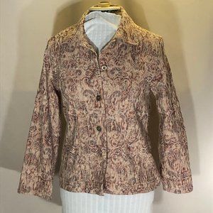 Analogy, Shirt Jacket, Long Sleeve, Beige/Pink, Brocade, cotton polyeste…